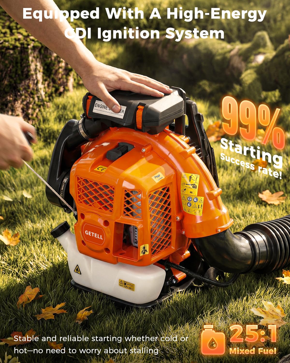 Getell 80cc blower replaceable air filter keeps performance in all seasons