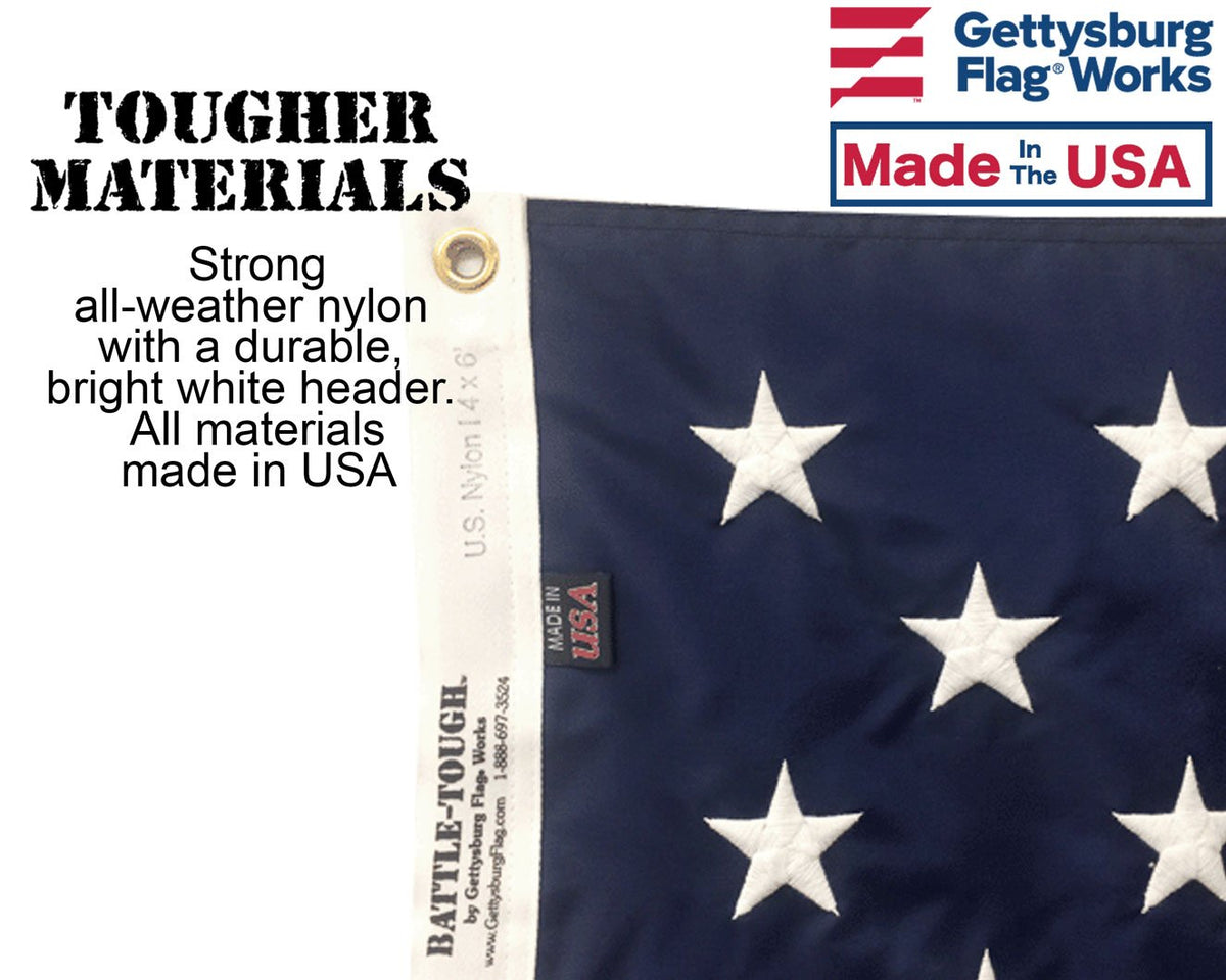 Gettysburg Flag Works flag with embroidered stars for precise, lasting detail.