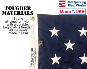 Gettysburg Flag Works flag with embroidered stars for precise, lasting detail.