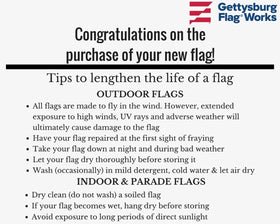 Gettysburg Flag Works Made in USA label on Vatican Flag highlighting craftsmanship