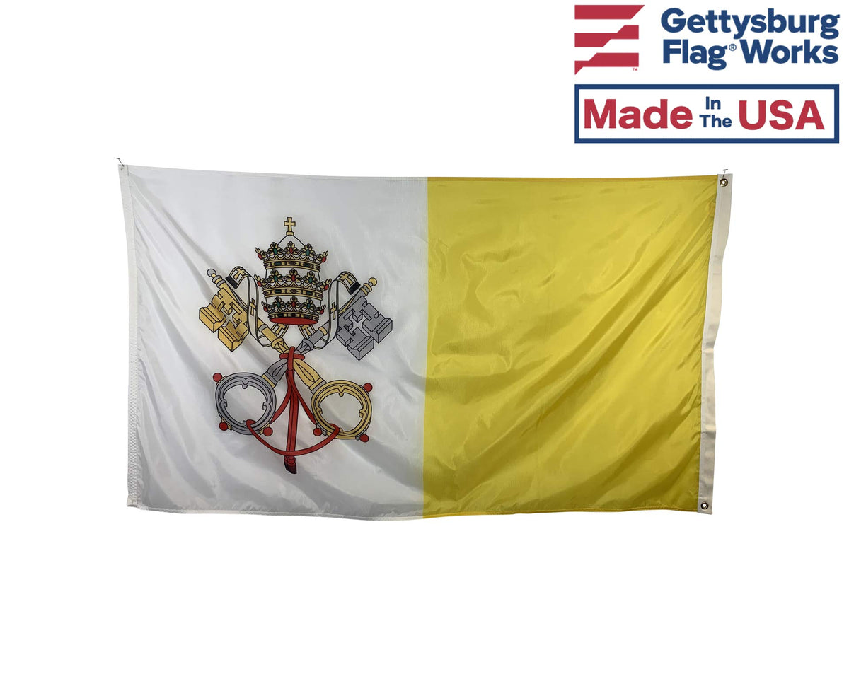 Gettysburg Flag Works Vatican City Papal Flag close-up shows fade-resistant digital print