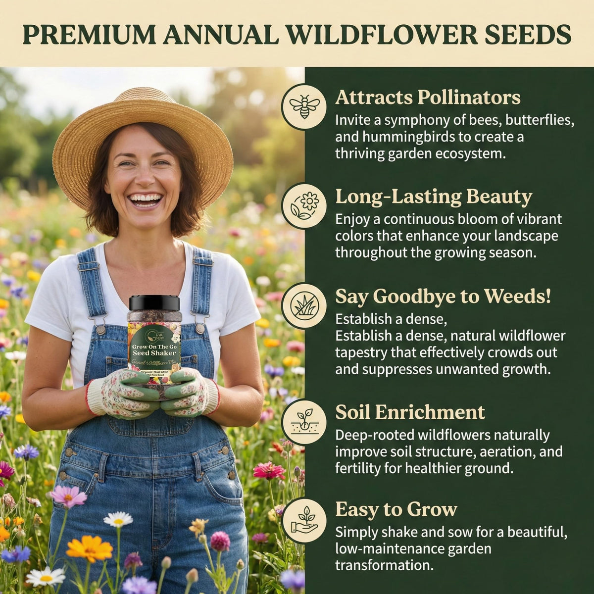 GevaGrow easy planting method shows simple, shake-to-sow setup.