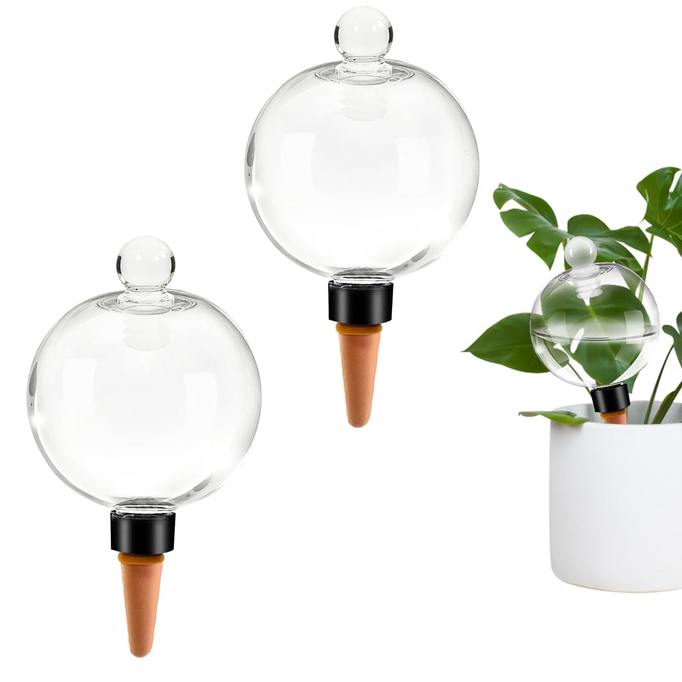 GEWOSI self-watering globe with top-fill cap for easy refills.