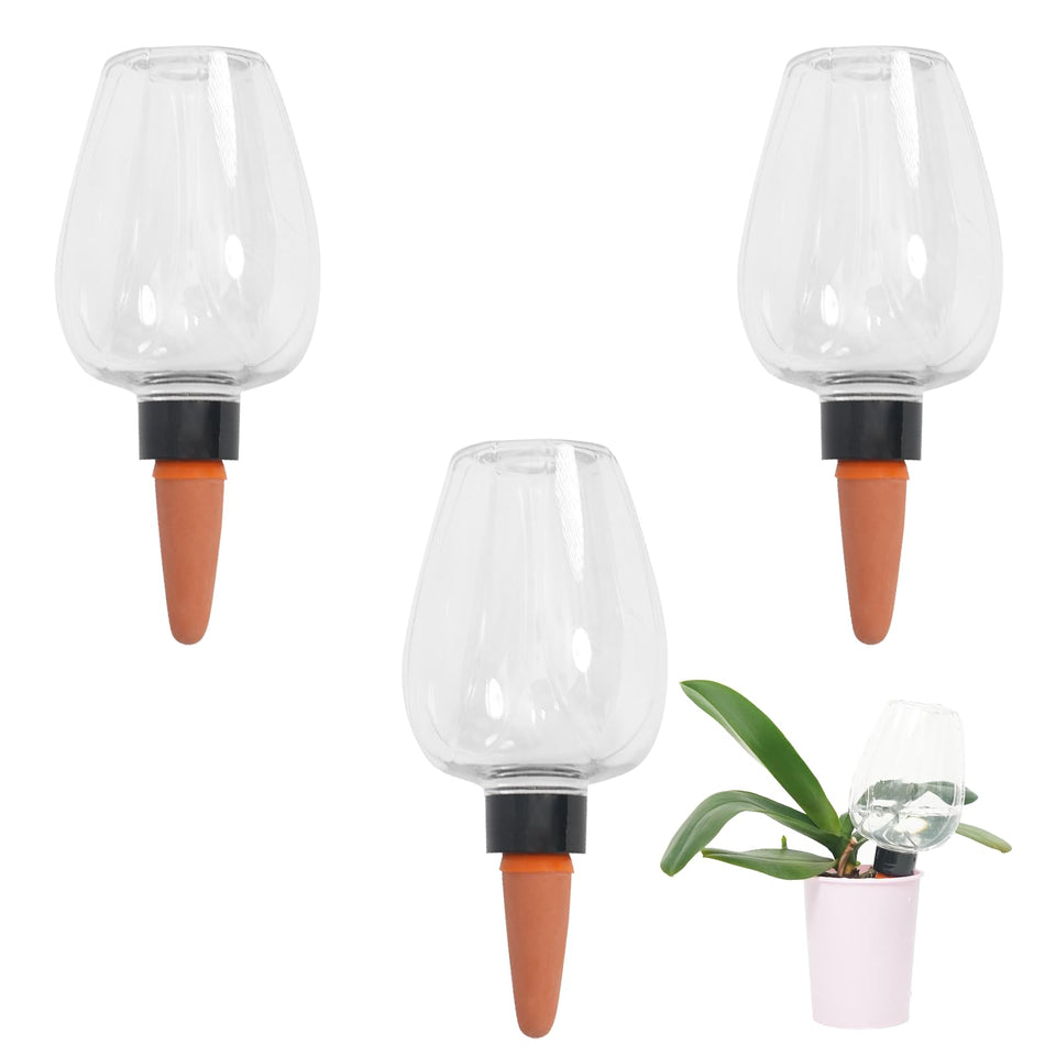 GEWOSI 3-pack self-watering globes in pot for steady indoor plant hydration