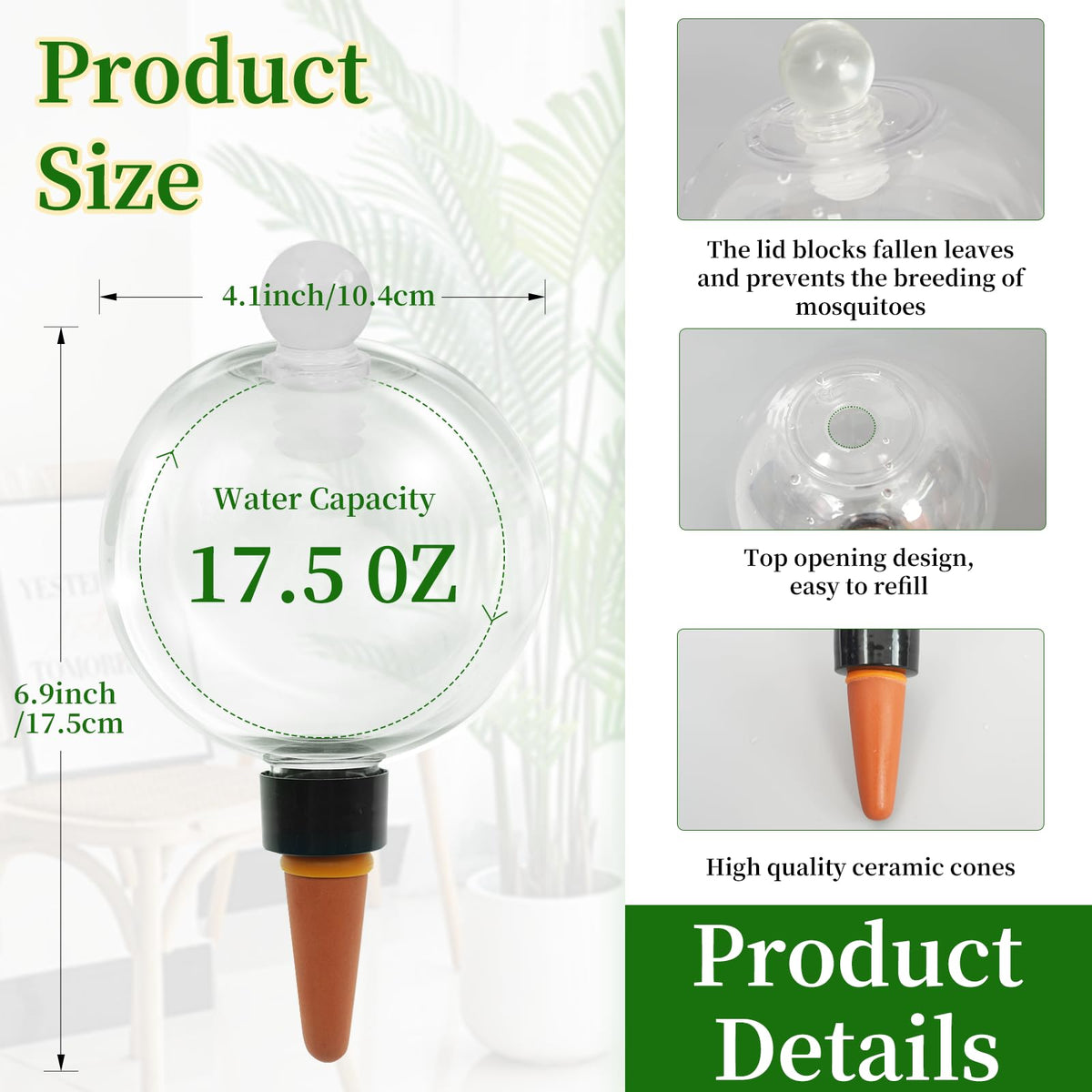 GEWOSI watering globe covers add decorative color to pots.