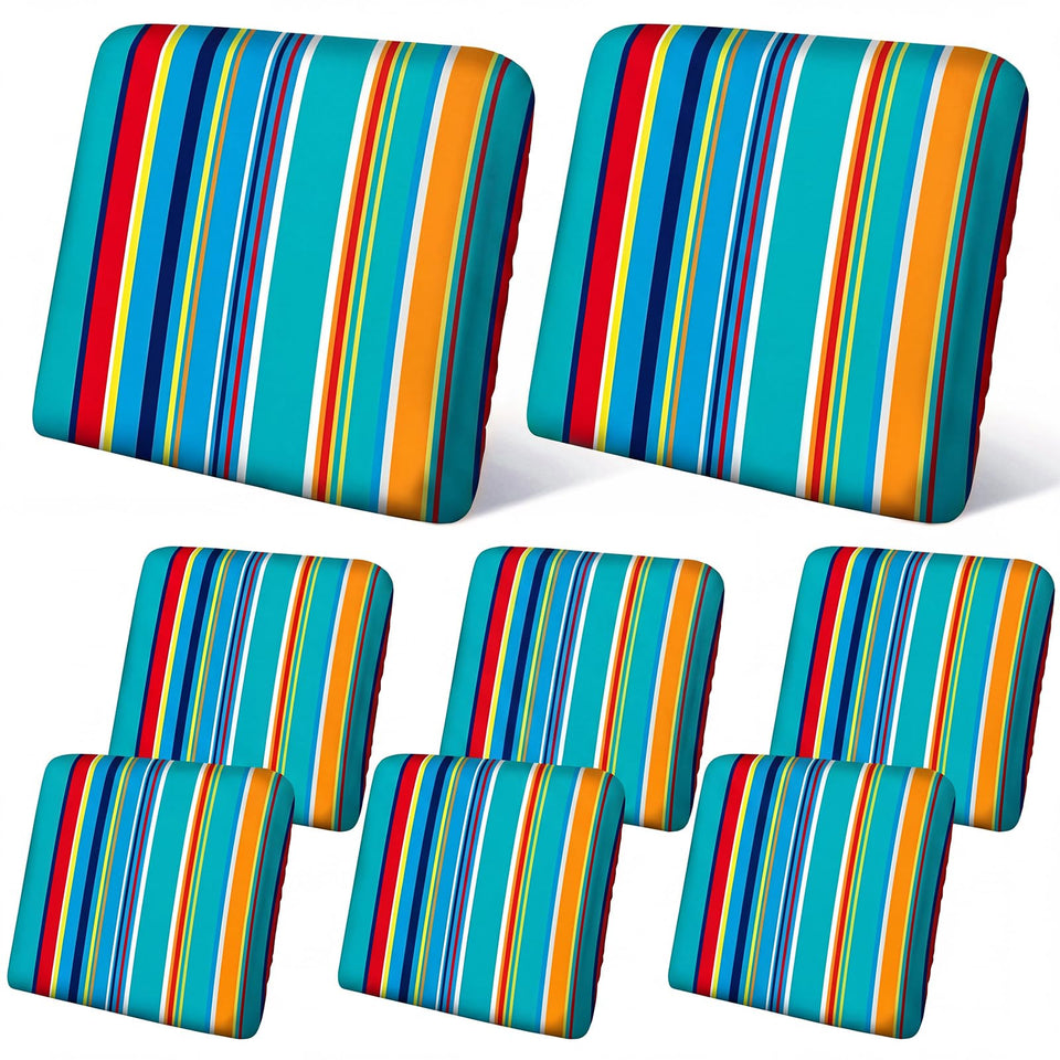 Geyoga blue stripes stretch cushion cover on sofa refreshing the look
