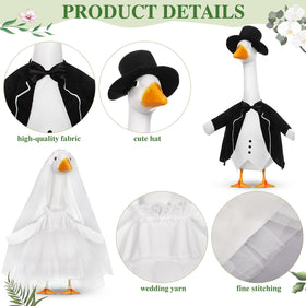 Geyoga wedding hat adds charm to the porch goose couple.