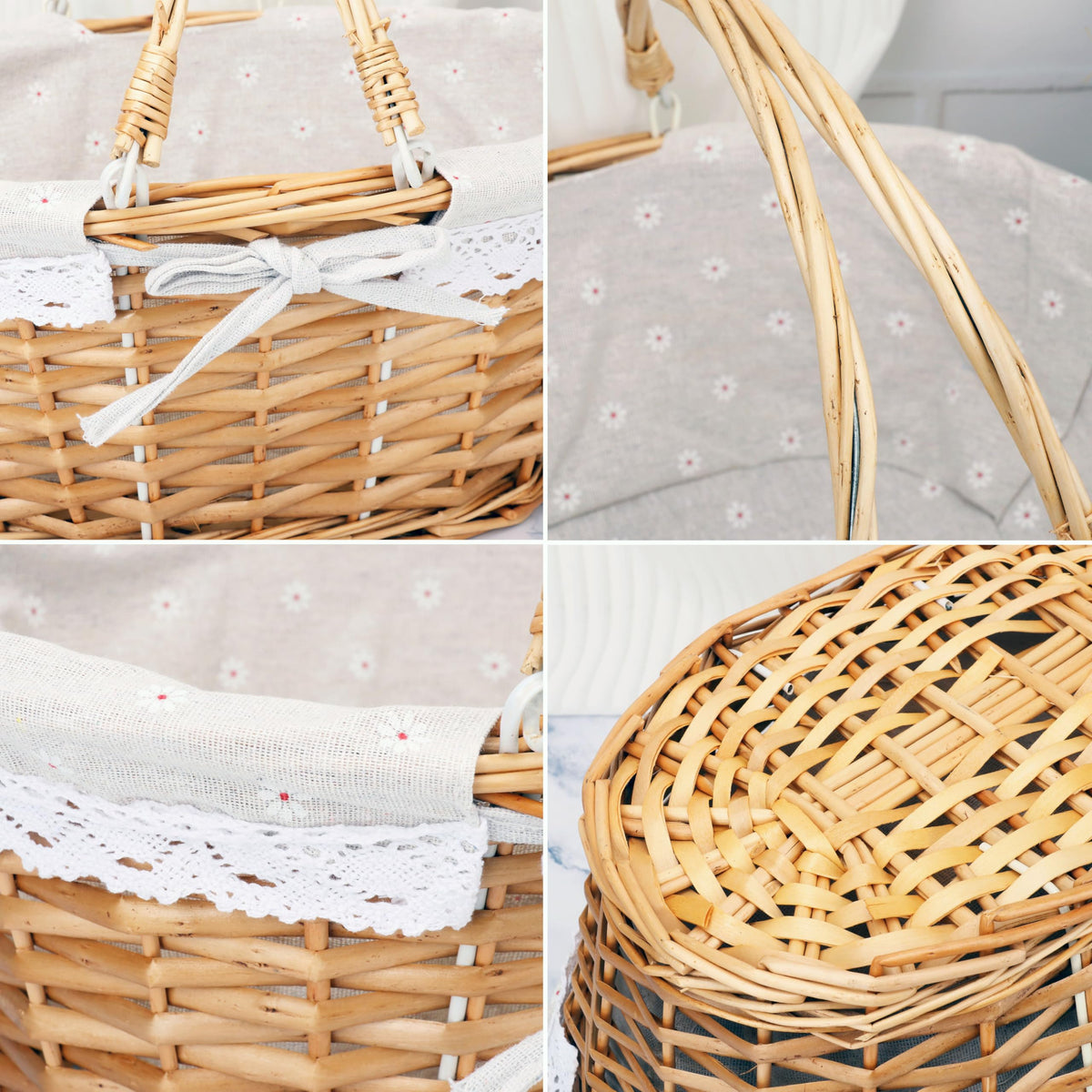 Geytetqi wicker basket linen lining is removable and washable for easy care.