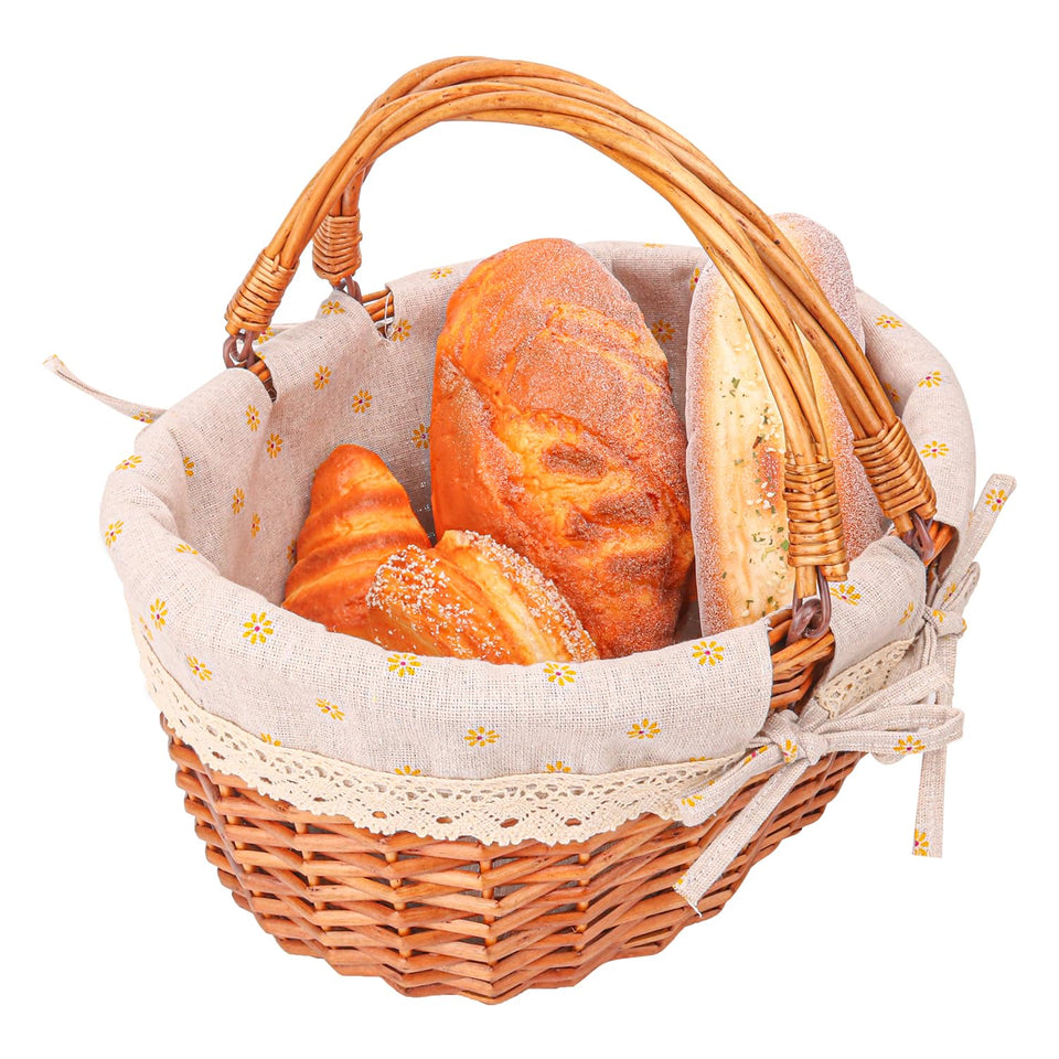 Geytetqi wicker picnic basket with double folding handles for easy transport.