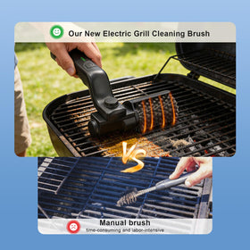 Heavy-duty brush head removes burnt residue for tough grime.
