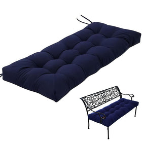 Gfgift navy bench cushion on patio chair for outdoor lounging.