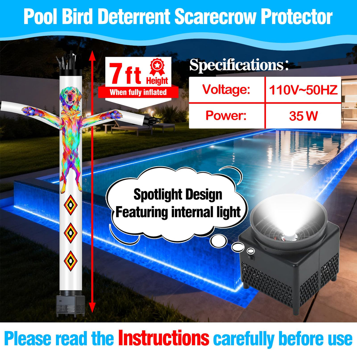 GFYYBKJ automatic swinging deterrent protects garden with lifelike motion.