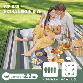 G GOOD GAIN picnic blanket unfolded on lawn spacious for 6 to 8 people