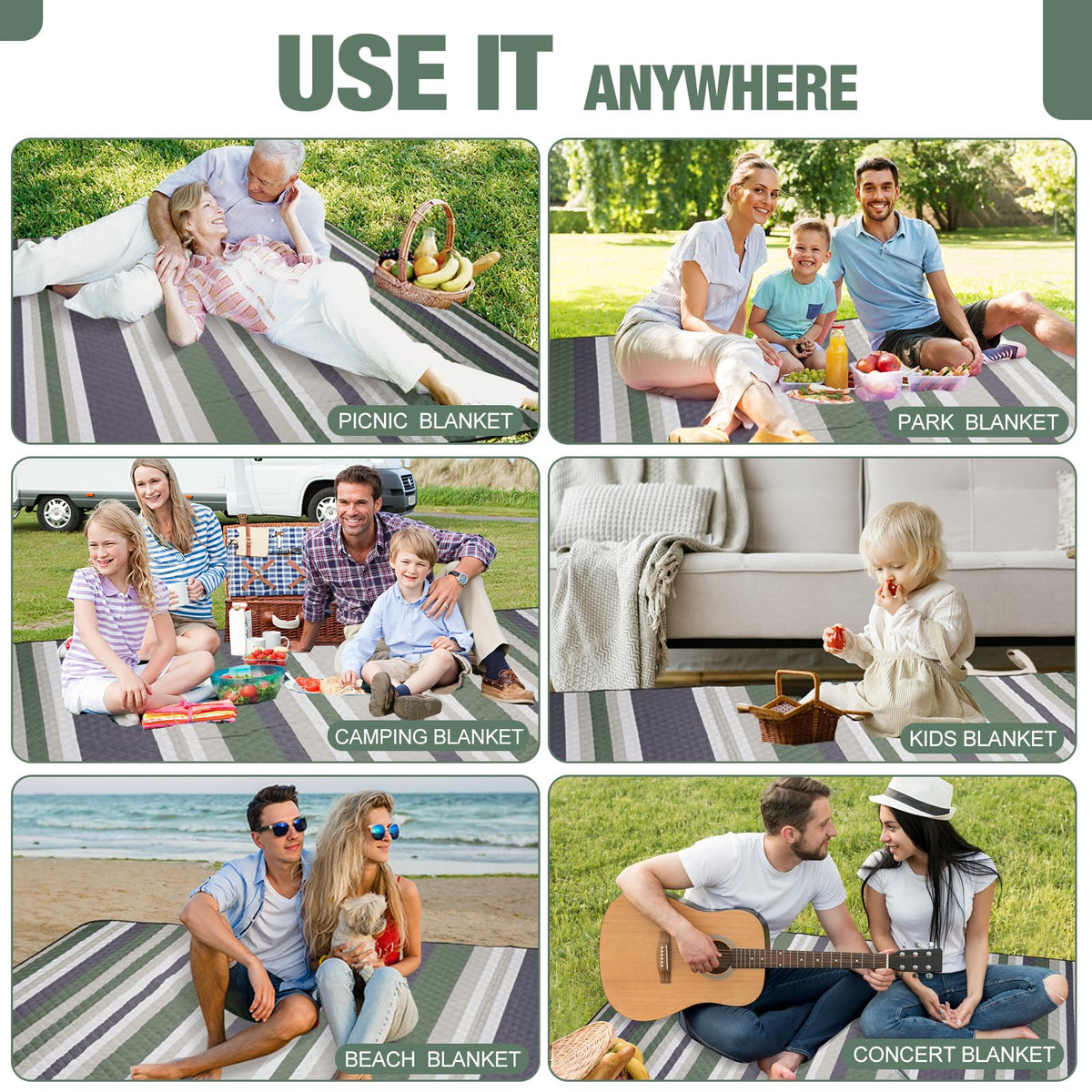 G GOOD GAIN picnic blanket machine washable for quick cleanup