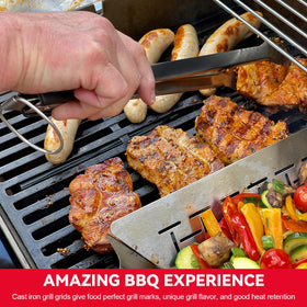 GGC cast iron grates create beautiful grill marks on foods.