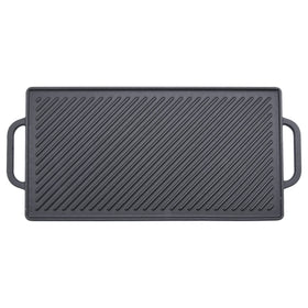 GGC cast iron reversible grill griddle, top view, sturdy design for even heat