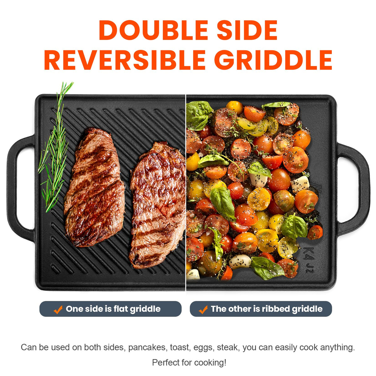 GGC griddle flat side ideal for pancakes, eggs, and toasts