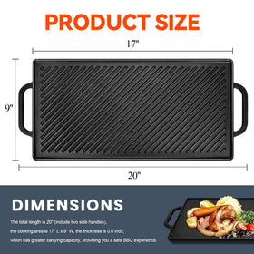 GGC grill griddle ribbed side used for searing steaks and chops