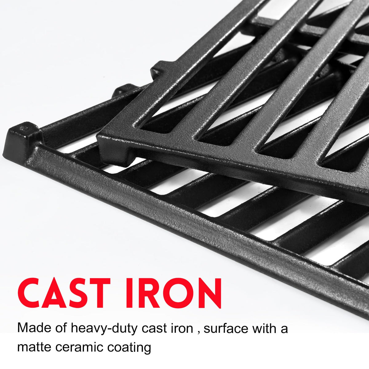 GGC cast iron grates heat evenly for consistent cooking results.