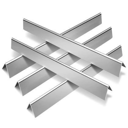 GGC flavorizer bars for Weber, front view of 5-piece stainless set