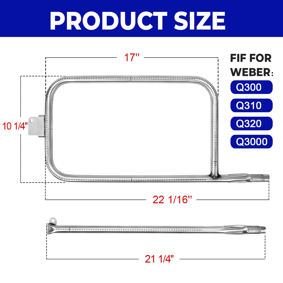 GGC straight burner tube for Weber 65032 enables fast flame and efficient heat delivery.