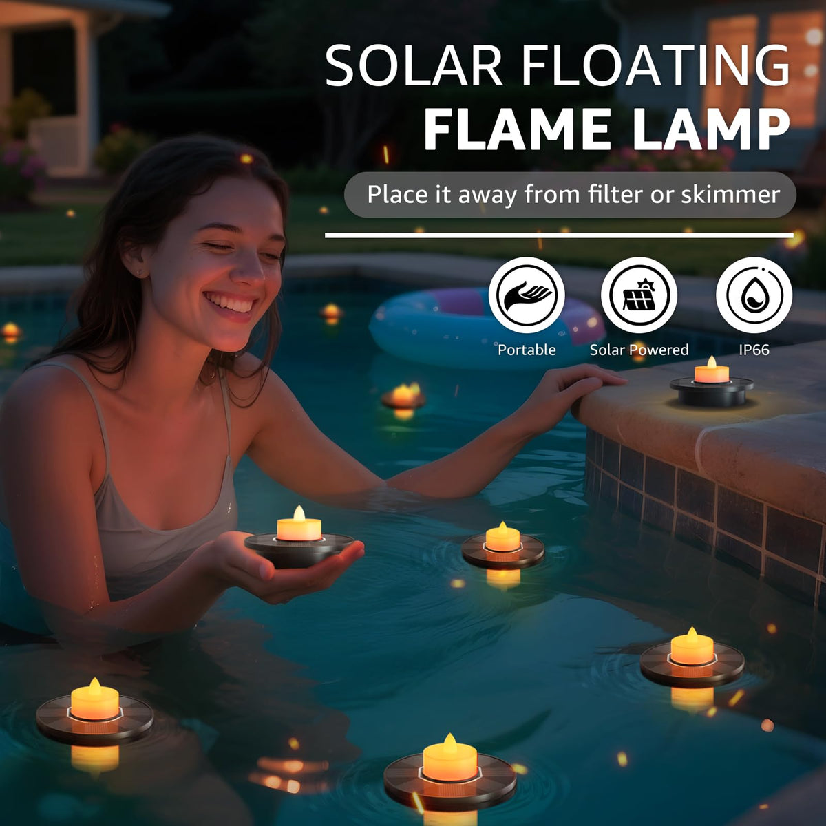 GGNOO solar lights charging in sun demonstrate eco-friendly pool lighting