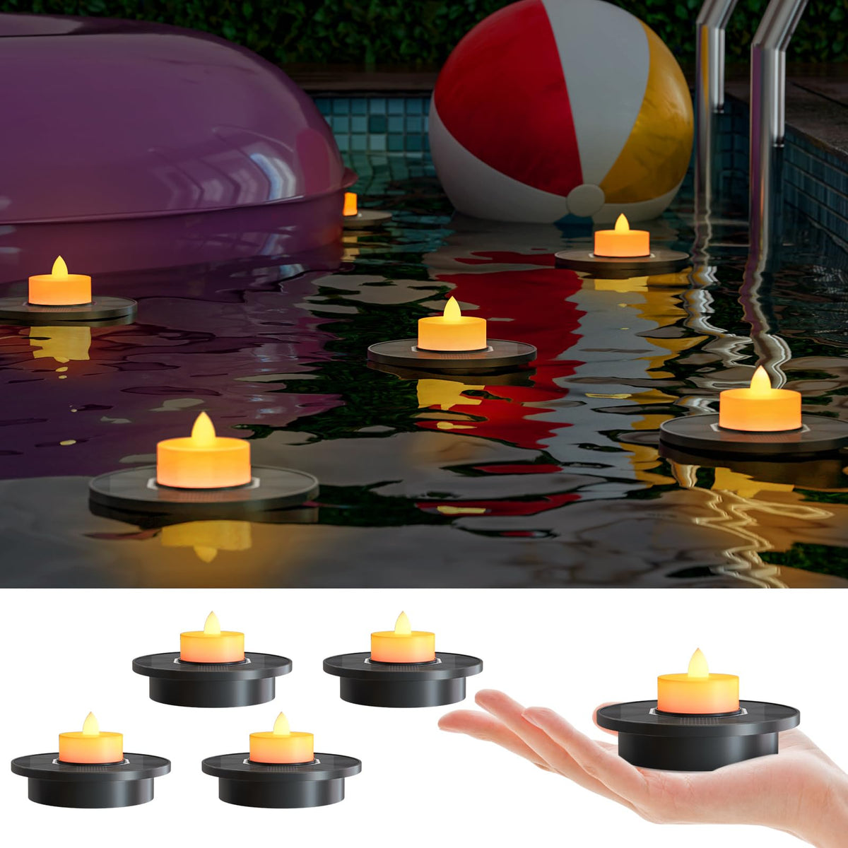 GGNOO solar floating lights on water provide a gentle glow for ponds