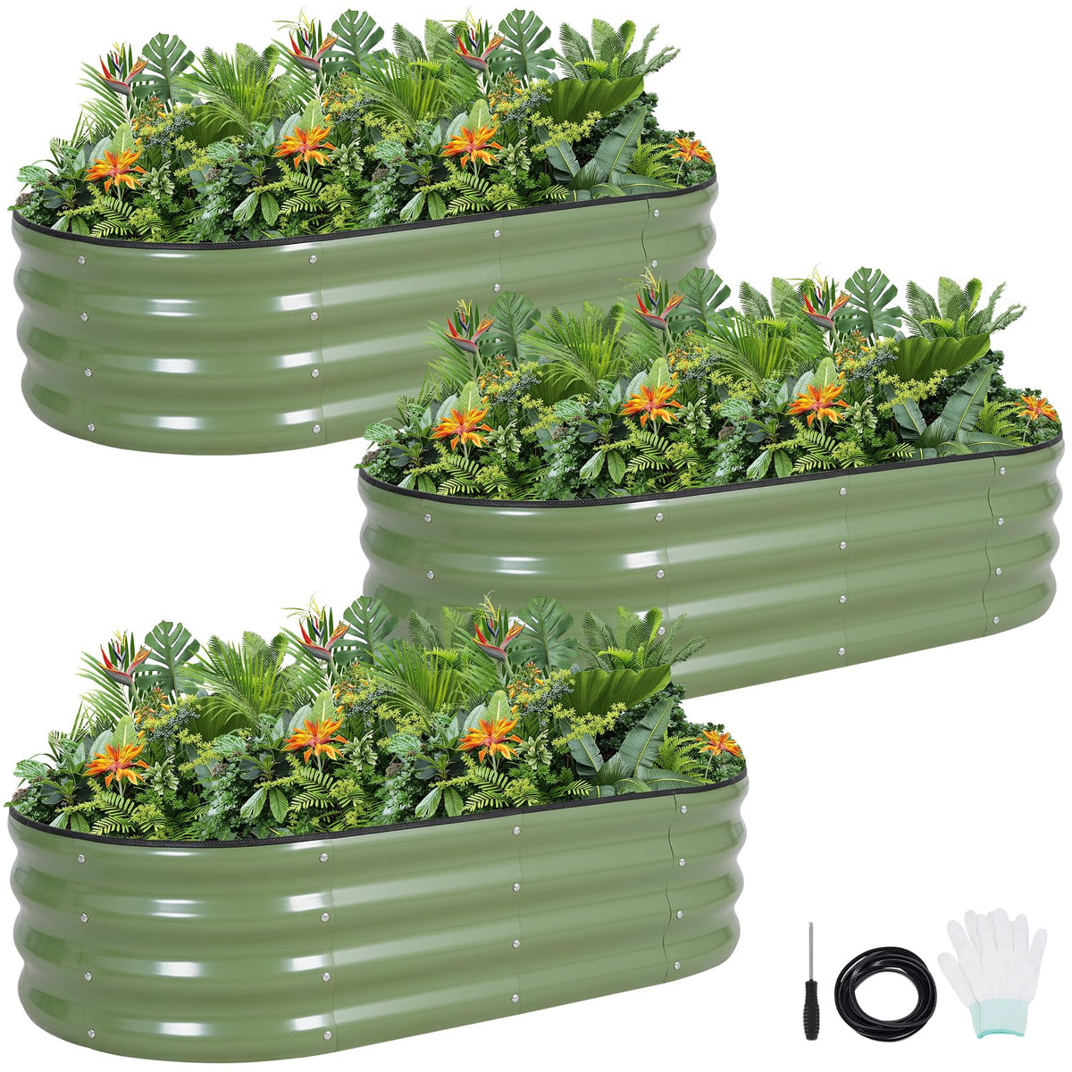 G GOOD GAIN galvanized bed folded edge for safe outdoor gardening.