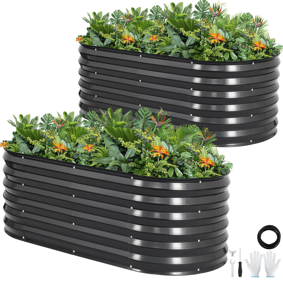 G GOOD GAIN galvanized raised bed side view shows durable, weather‑resistant construction