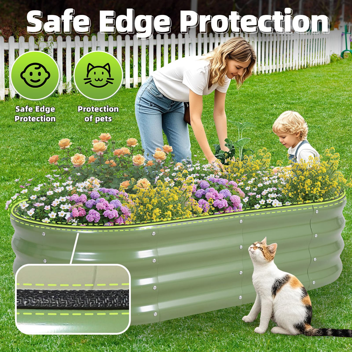 G GOOD GAIN olive green 4x2x1 ft bed for outdoor spaces.