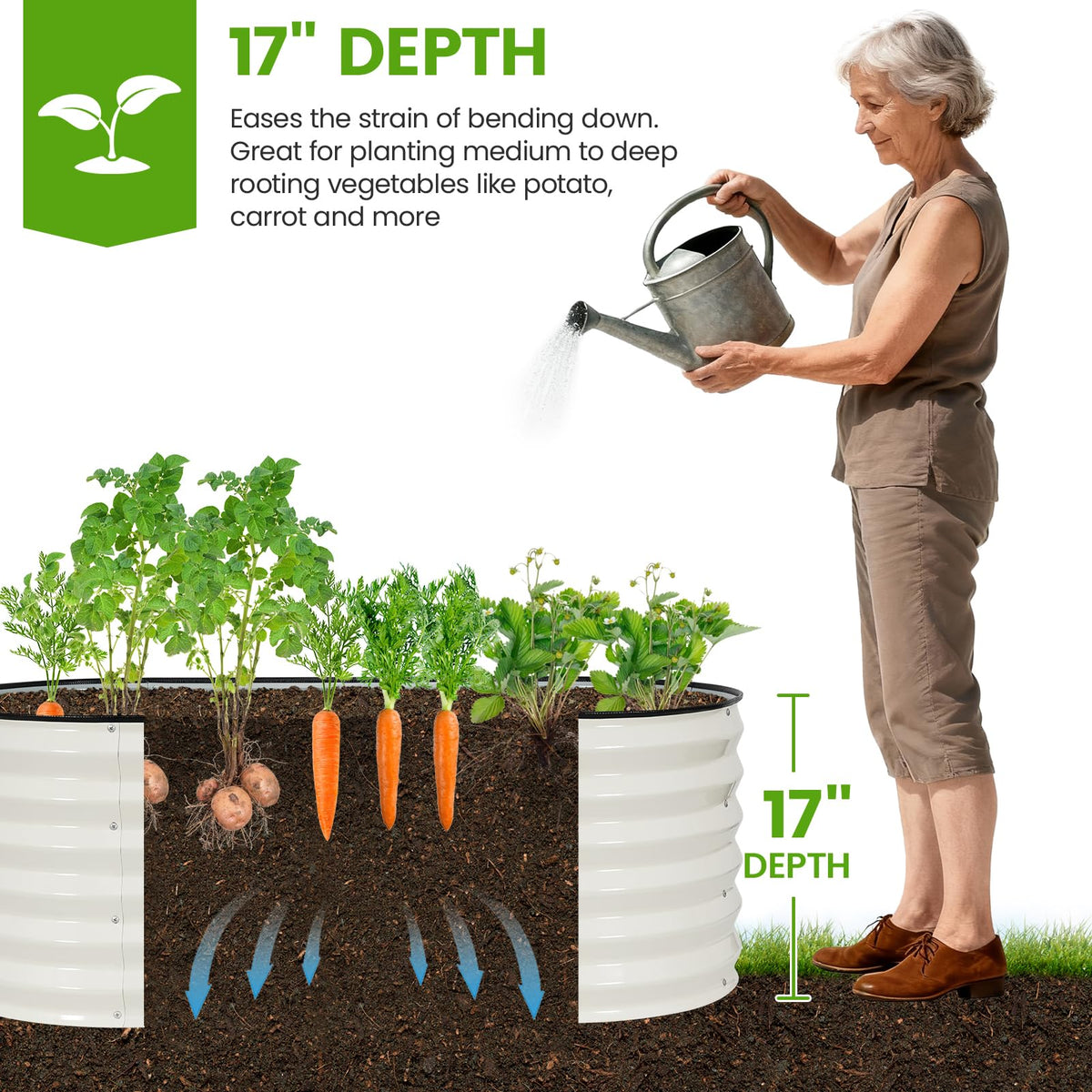 G GOOD GAIN open-bottom drainage for healthy soil aeration and root growth.