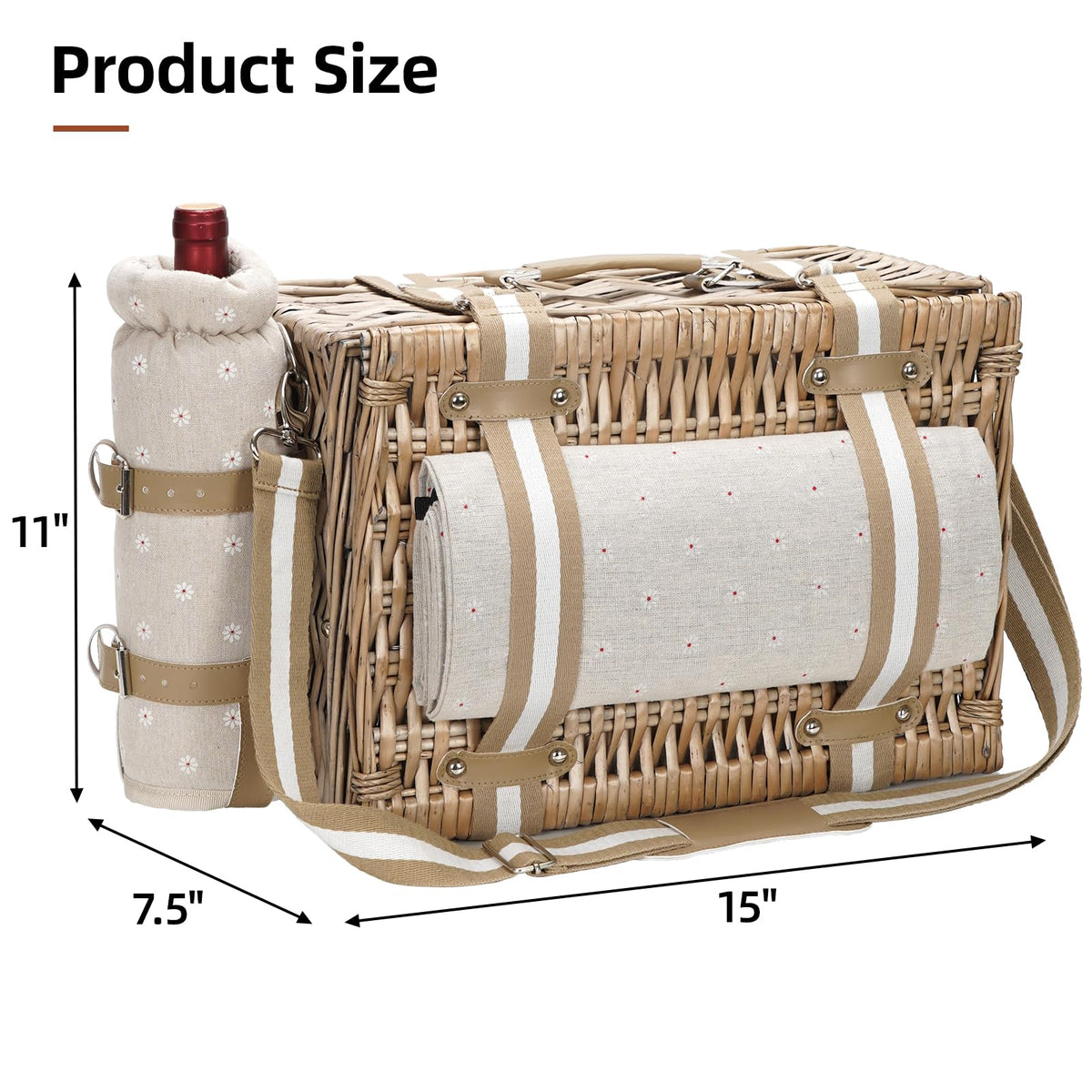 G GOOD GAIN picnic basket open showing 19-piece set for outdoor meals