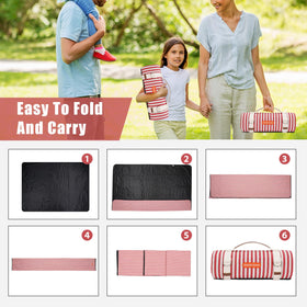 G GOOD GAIN beach-ready blanket that helps keep sand at bay.
