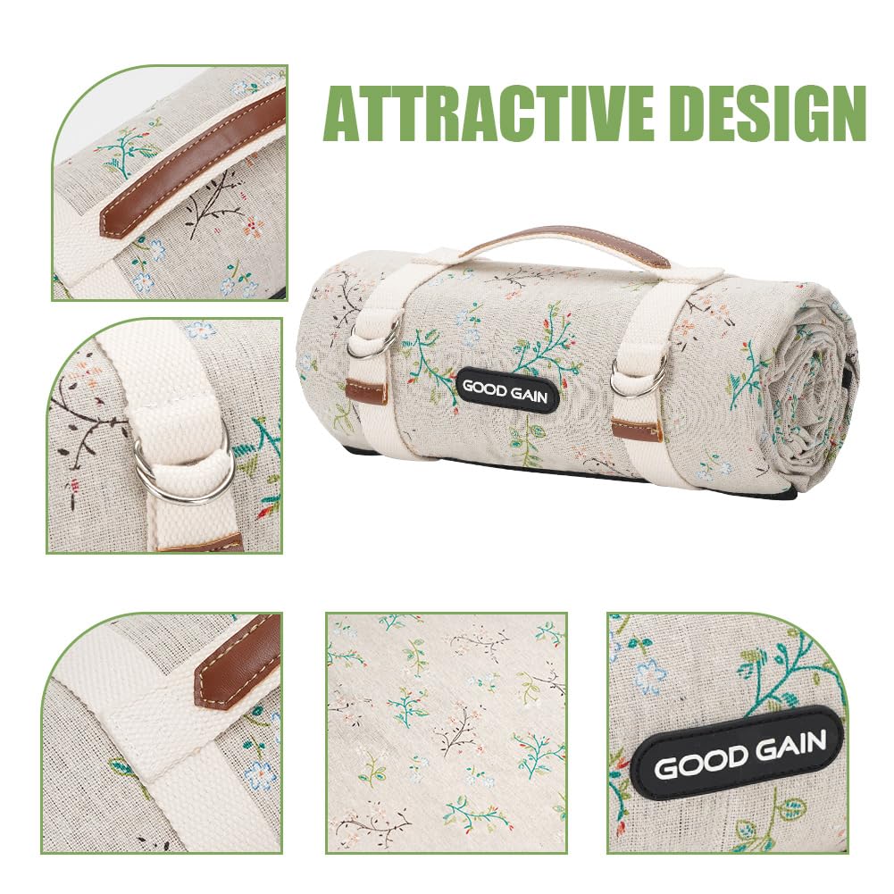 G GOOD GAIN foldable blanket with carry strap for easy transport.