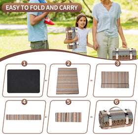 G GOOD GAIN picnic blanket folded neatly for compact storage and travel