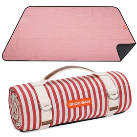 G GOOD GAIN picnic blanket with waterproof backing for dry seating on grass.