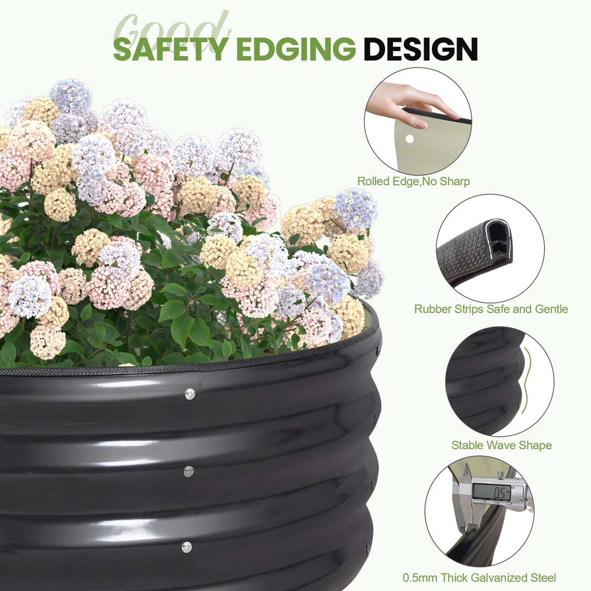 G GOOD GAIN round bed open-bottom design promotes drainage and root growth.