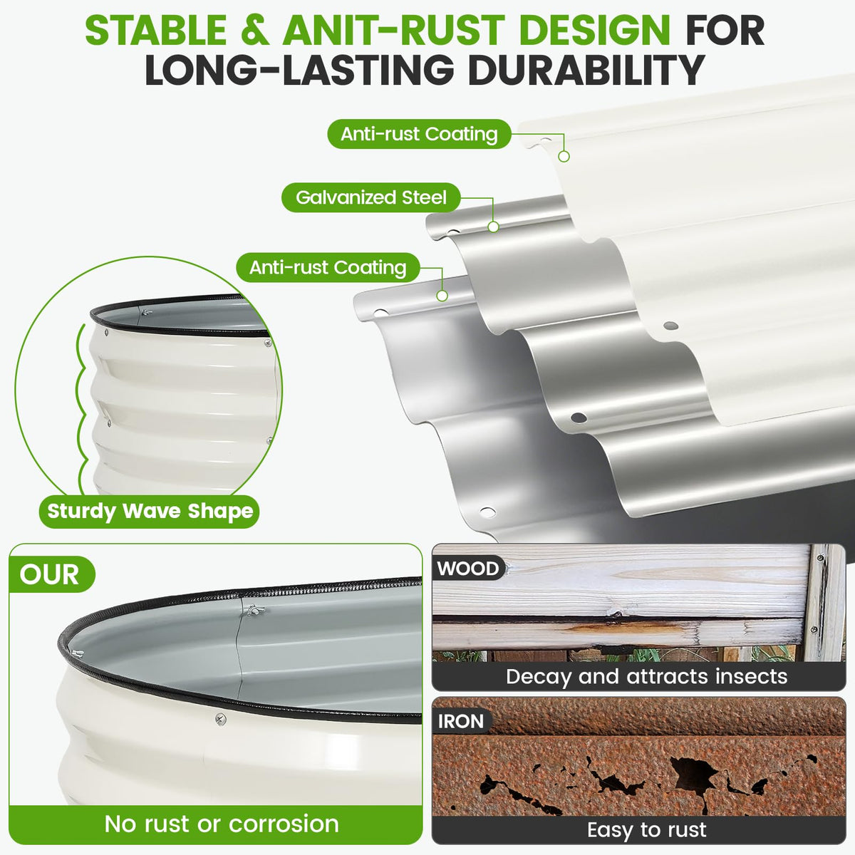 G GOOD GAIN rust-proof galvanized steel resists weather and deformation.