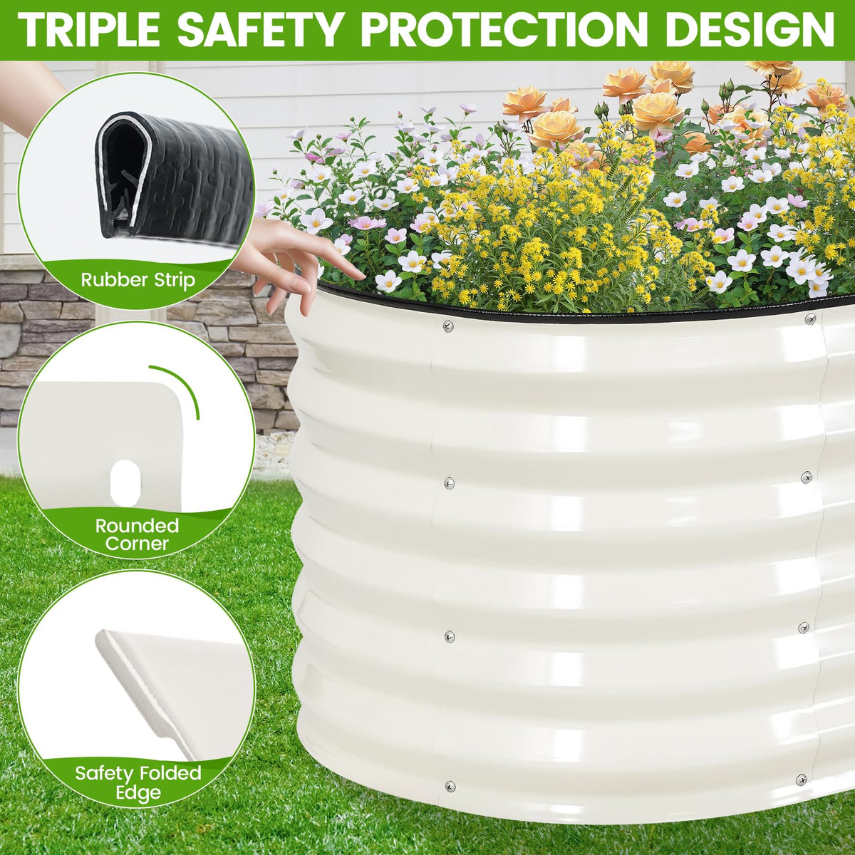 G GOOD GAIN sturdy corners and folded edges enhance safety and durability.