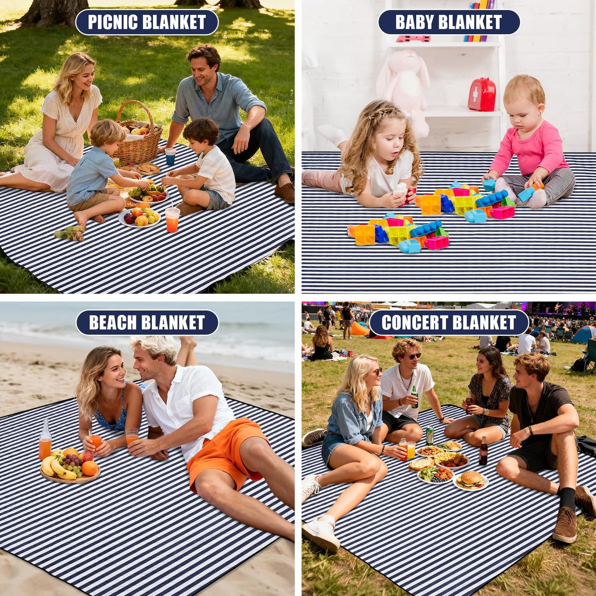 G GOOD GAIN stylish striped design suitable for picnics, beaches, and concerts