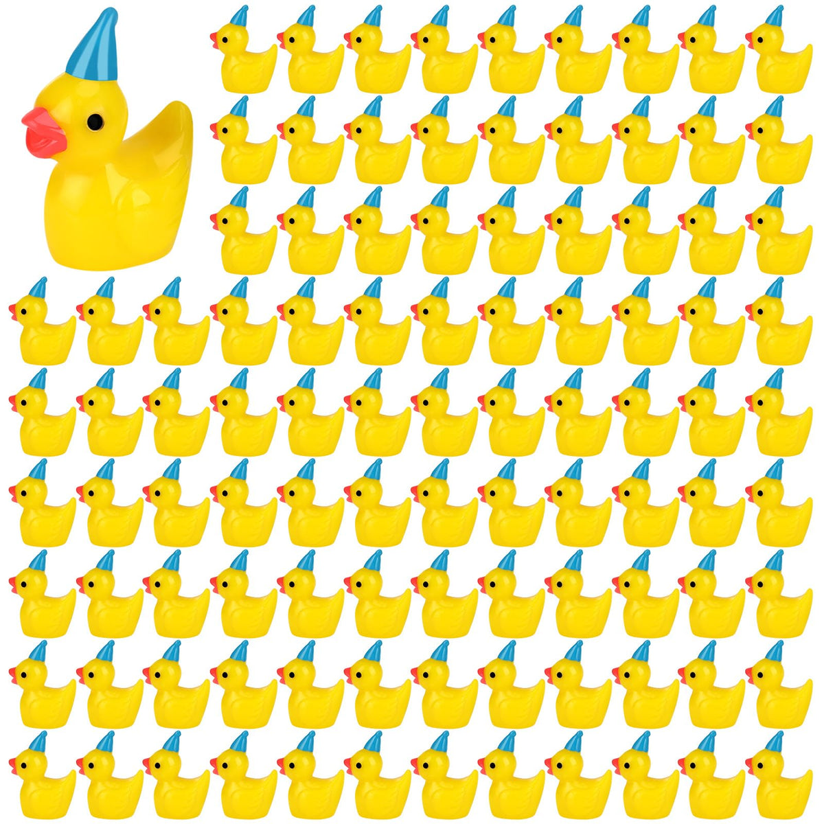 GGSTDDUP yellow mini resin ducks with party hats for versatile decor