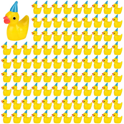 GGSTDDUP yellow mini resin ducks with party hats for versatile decor