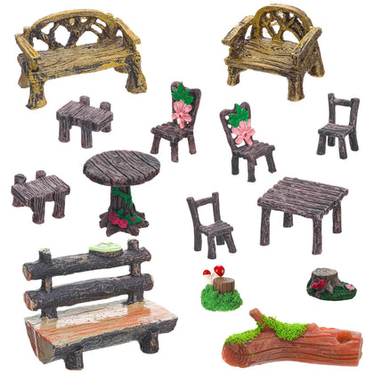 GGSTDDUP fairy garden table chair set for outdoor display and DIY scenes