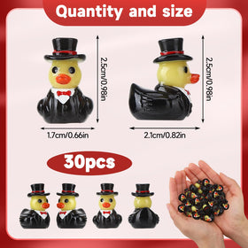 GGSTDDUP miniature duck in formal suit and red bow tie, great for wedding decor.