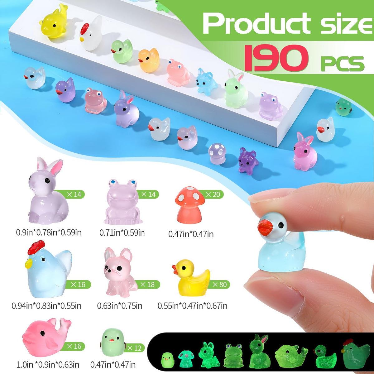 GGSTDDUP luminous chickens figurines for plant pots and fairy gardens day and night.