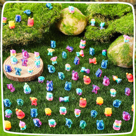 GGSTDDUP mini animals display set, six-piece collection for creative cake decor and moss layouts.