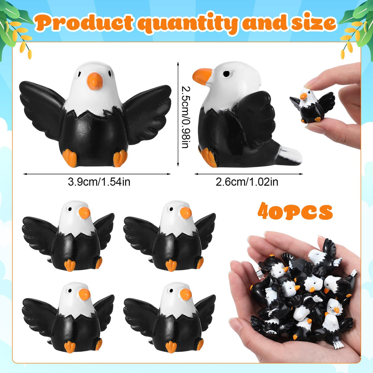 GGSTDDUP mini resin bald eagle ornament shown for compact display