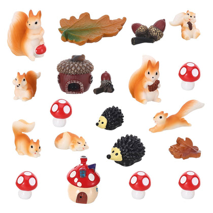 GGSTDDUP mini squirrel figurines set for fairy gardens and tabletop decor.