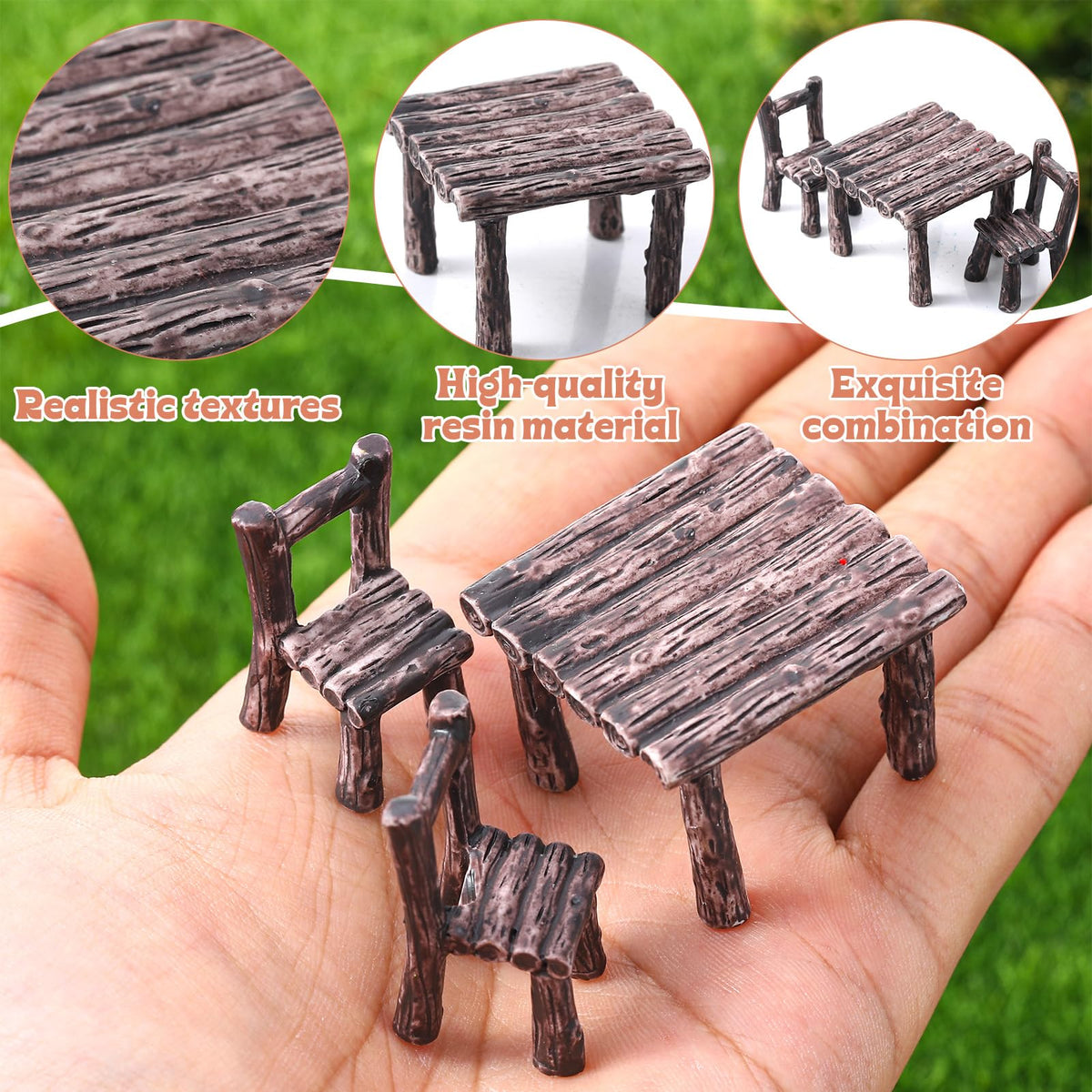 GGSTDDUP miniature table with wood-grain texture for dollhouse displays