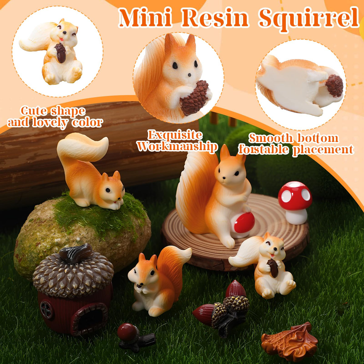 GGSTDDUP mushroom house and pinecone figures ideal for garden accents.